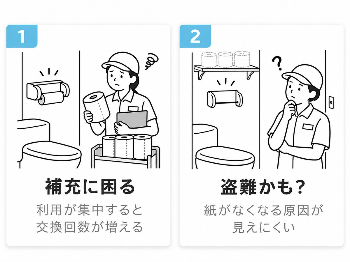 トイレットペーパーの補充負担と持ち去りの悩み