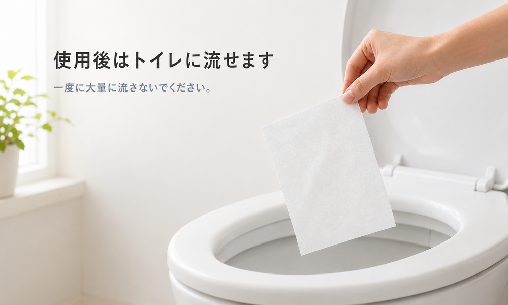 めりふわは使用後にトイレに流せるシートタイプのちり紙です