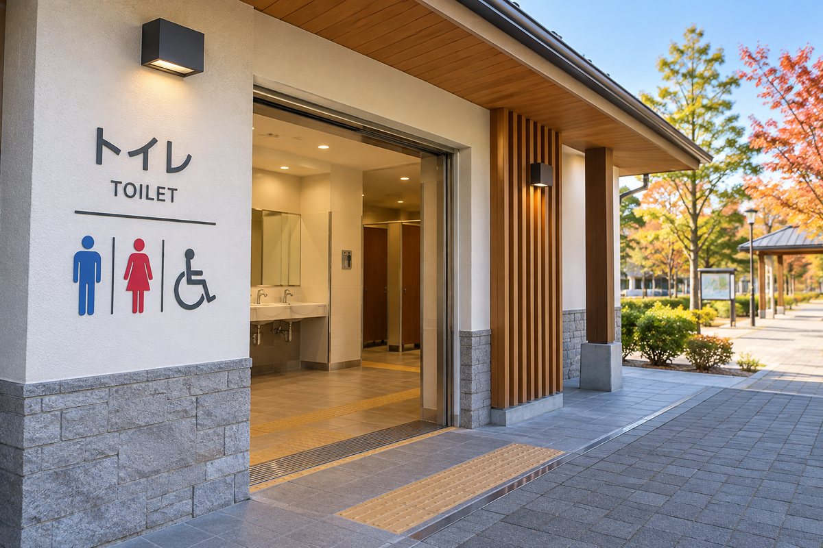 秋の公共施設にあるトイレのイメージ