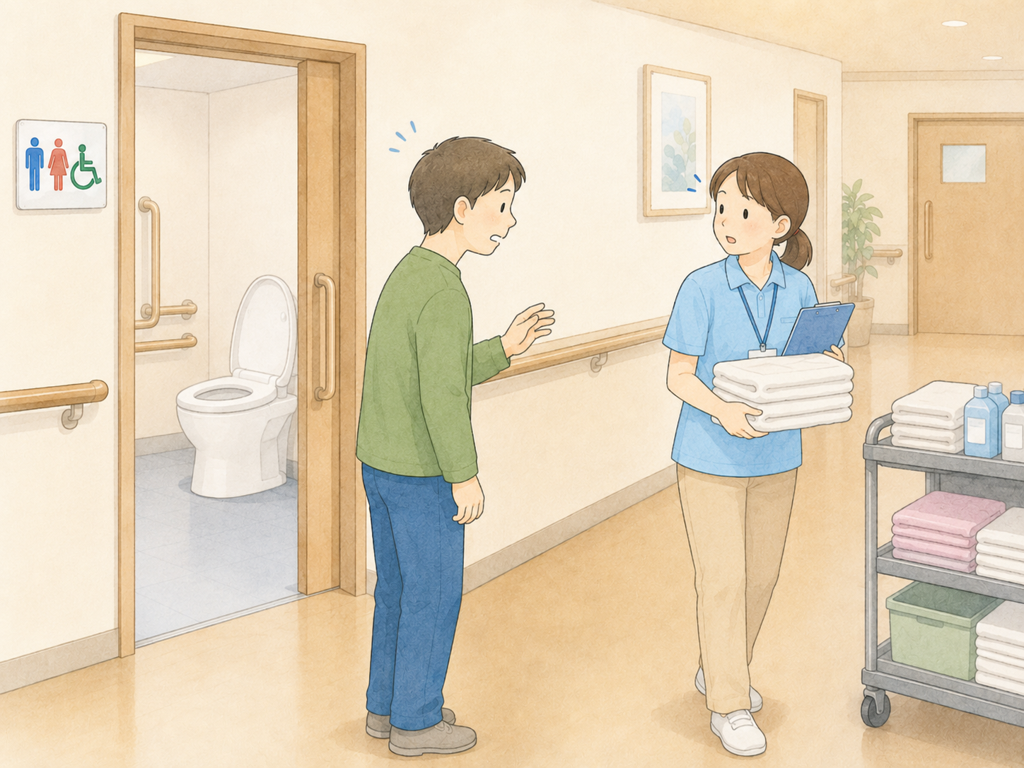 作業中に声をかけられる支援員さんの負担 支援員さんが作業中に利用者様から声をかけられる場面
